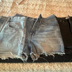 Madwell Jean shorts 3 pairs denim and black